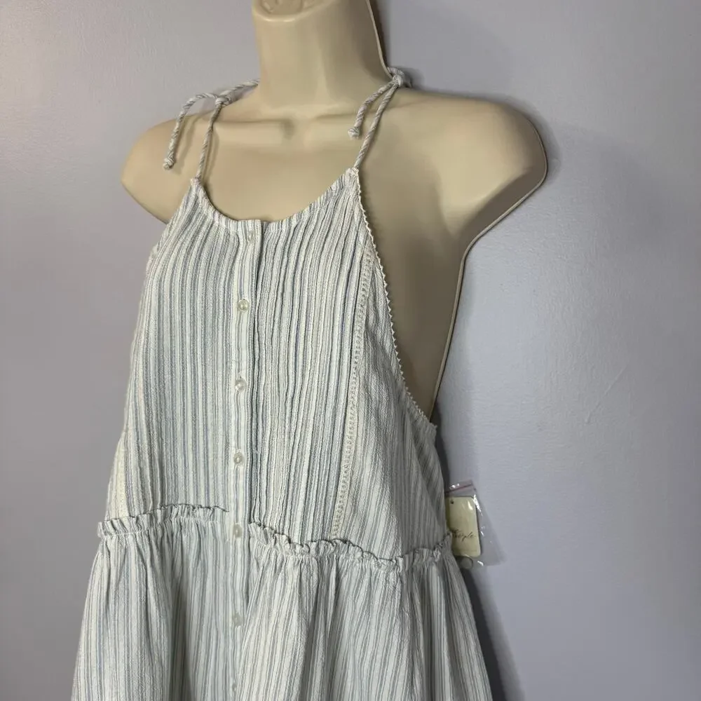 Free People Women's Desert Days Stripe Babydoll Mini Dress Beach Vacation Sz S